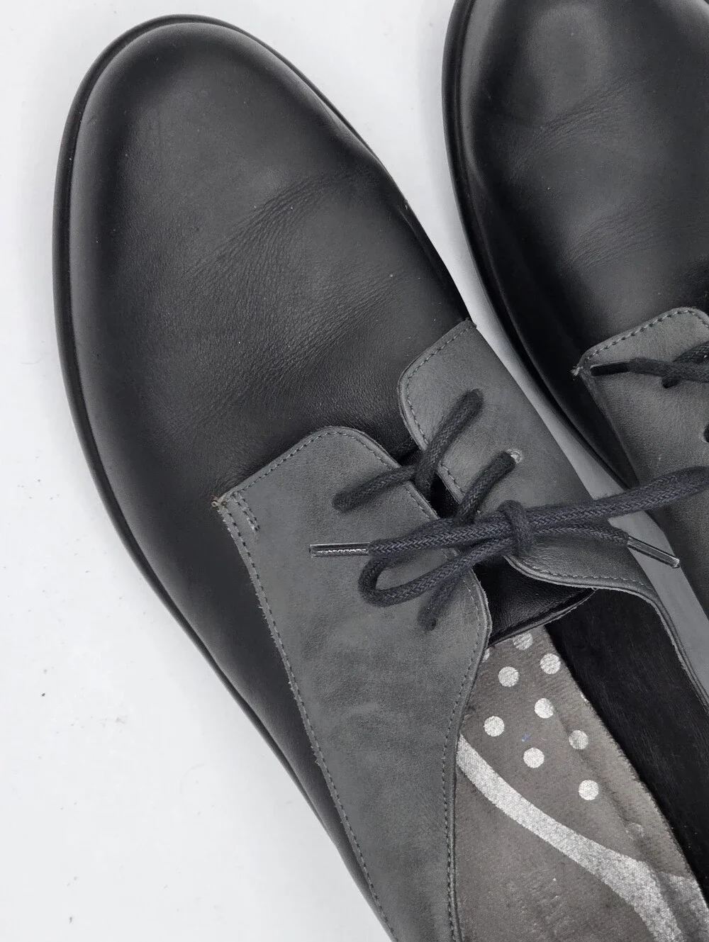Naot Two-Tone Black and Gray Lace-Up Oxfords